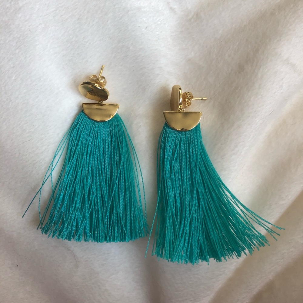 Aqua fringe earrings